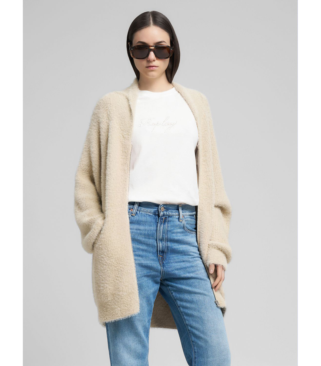 ロングジップカーディガン 詳細画像 ライトベージュ 2